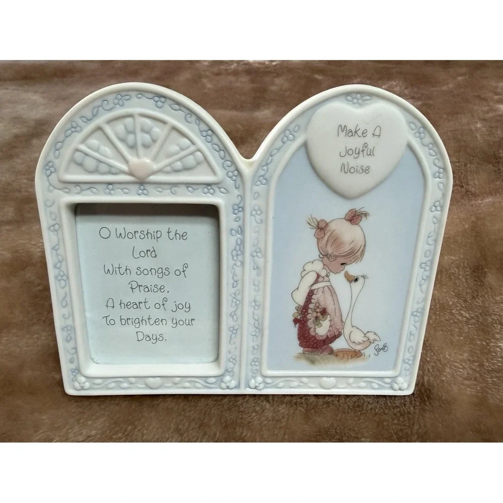 Vintage Enesco 1998 Precious Moments Double Frame Made a Joyful Noise Porcelain